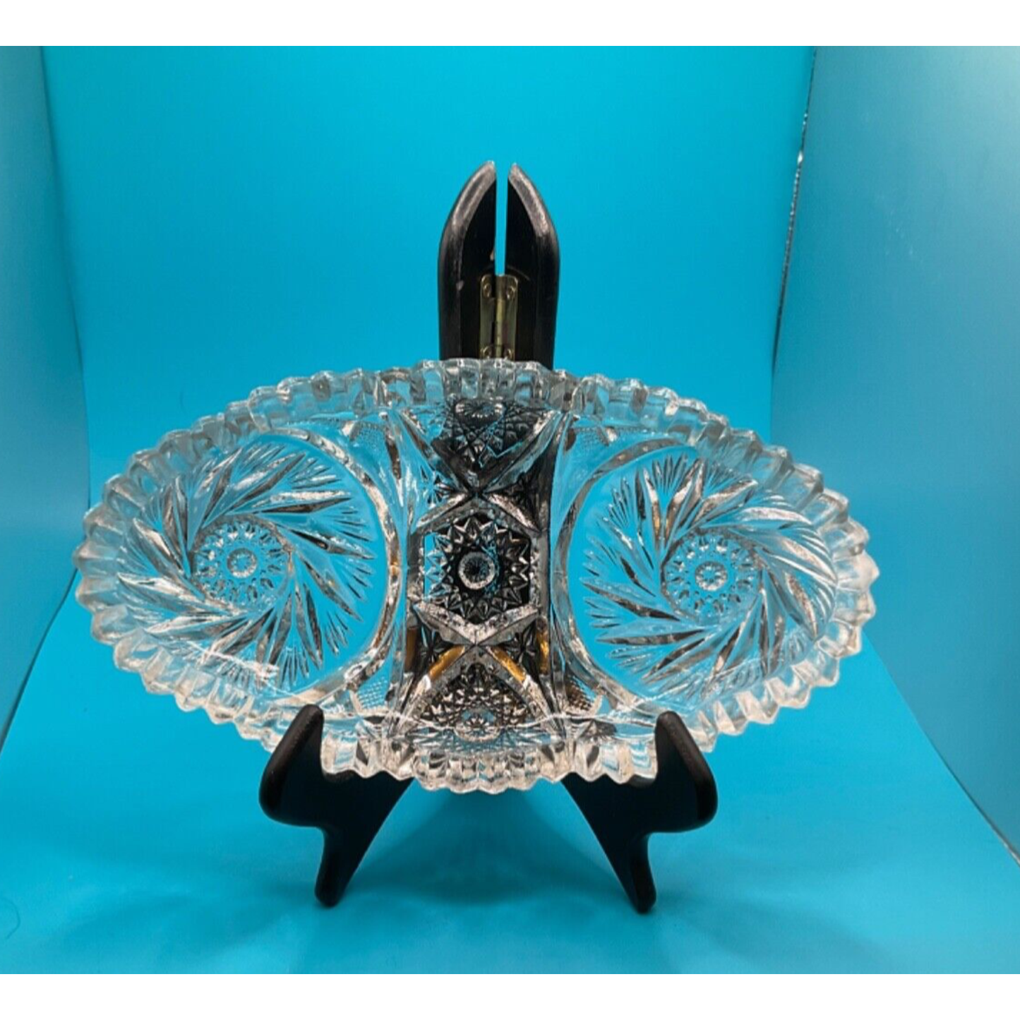 Vintage Imperial Glass-Ohio Pinwheel Design Relish Dish Retro