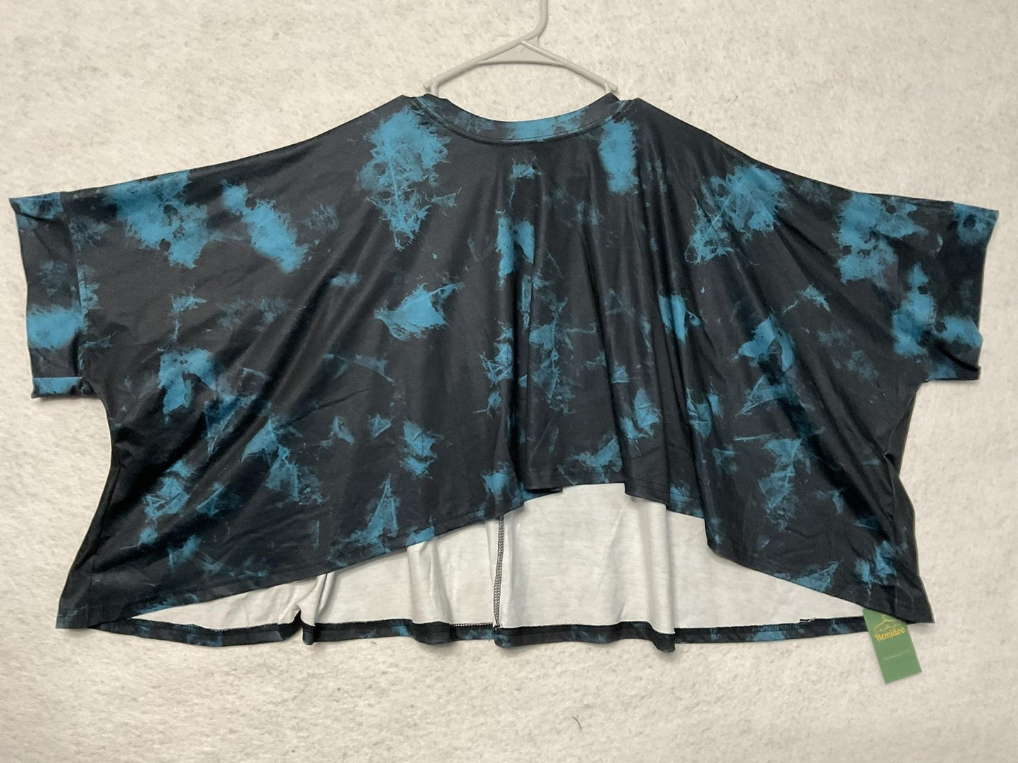 Remidoo Shirt Womens Small Blue Black Tie Dye Dolman Sleeve High Low Hem Top