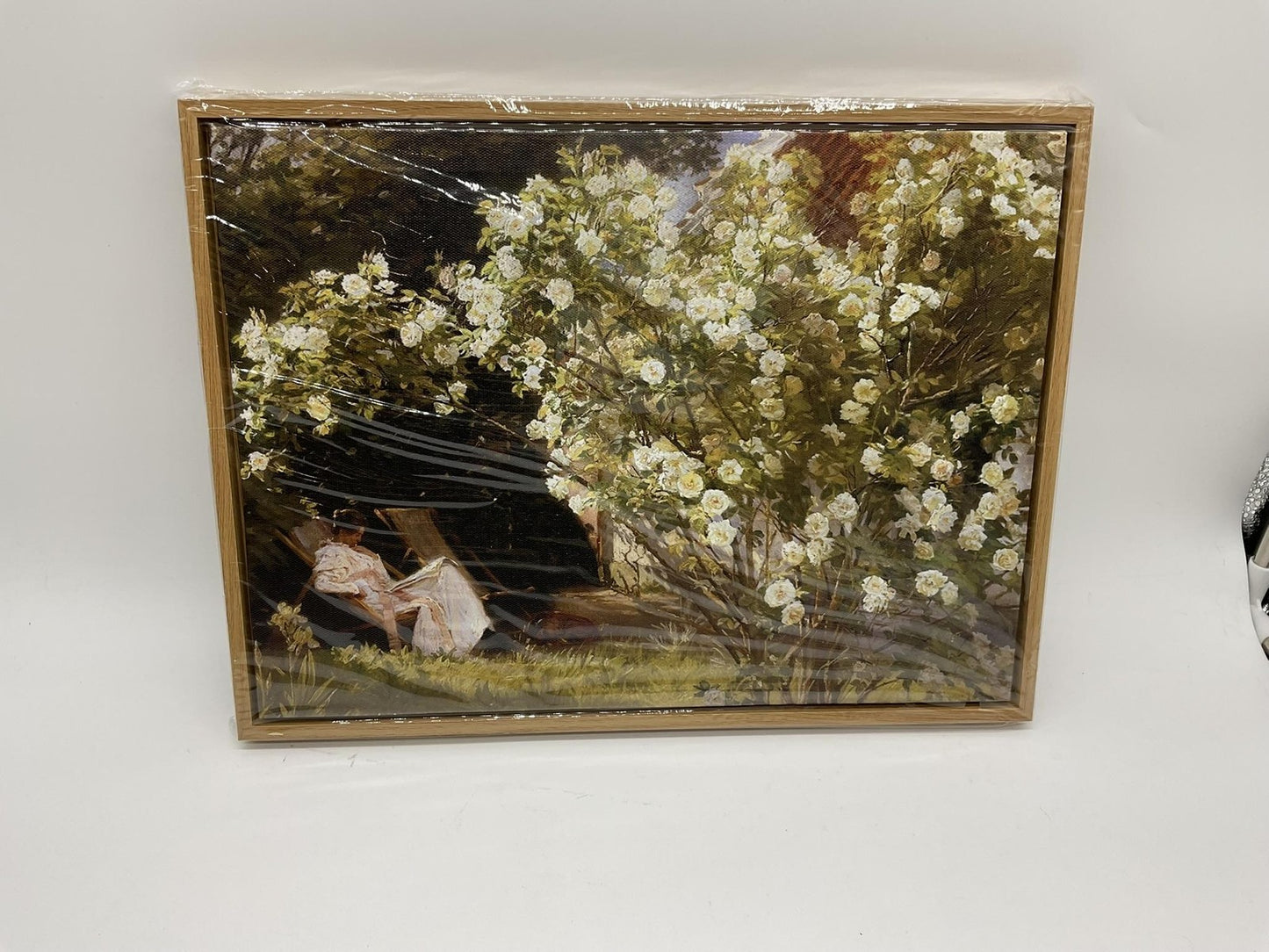 Cmostu Framed Wall Art Medium Green Floral Garden Canvas Print Ready To Hang