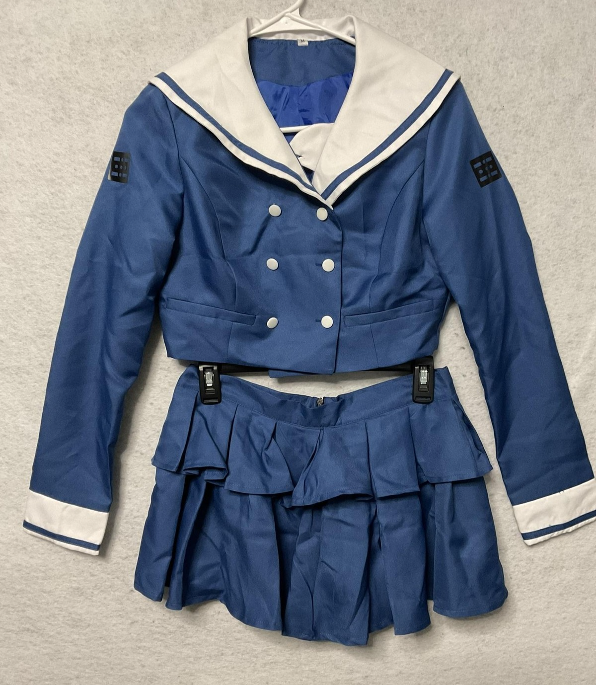 Jacket Skirt Set Womens Medium Blue Anime Sailor School Cosplay Costume Outfit