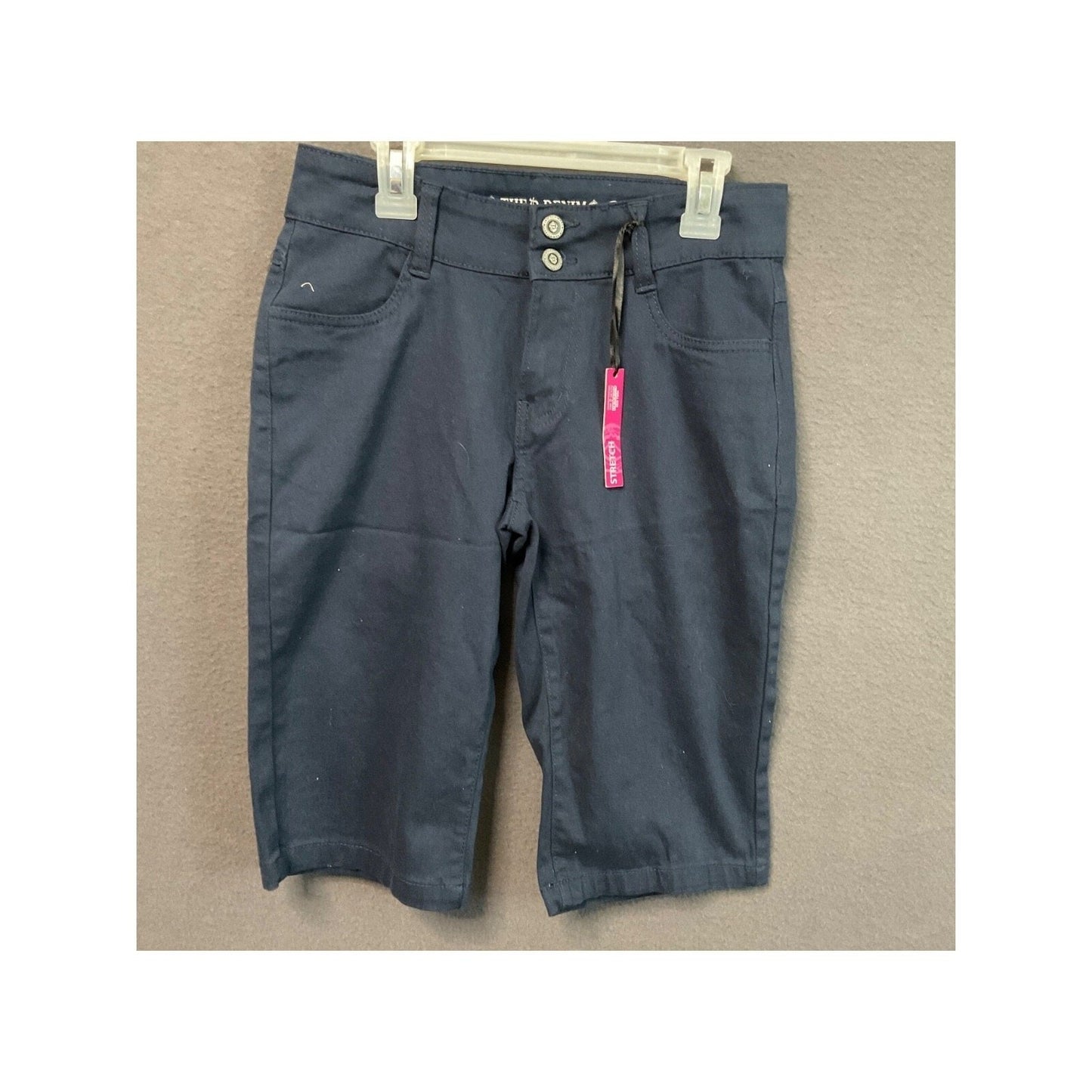 D. Jeans Shorts Women's Size 5 Bermuda Mid Rise Dark Wash Denim Stretch