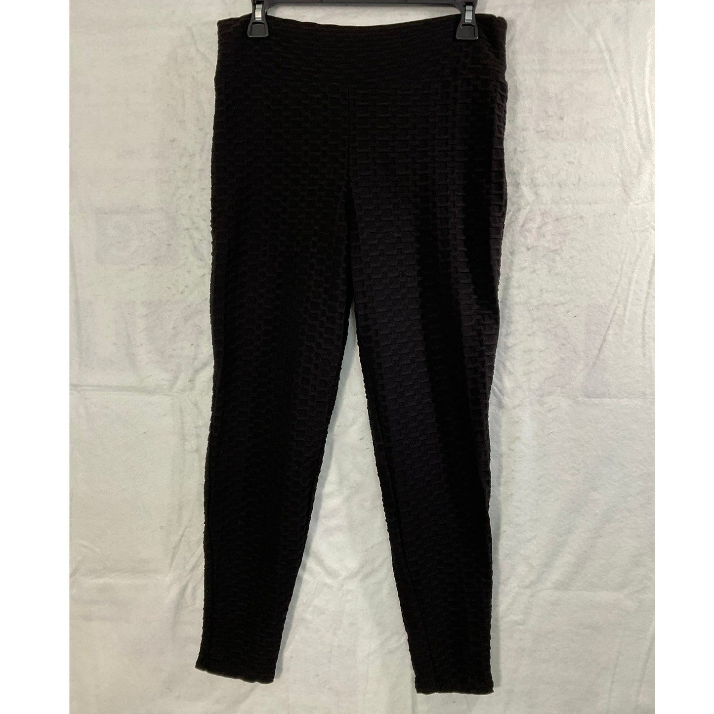 Touch Me Textured Honeycomb Leggings Women L Black High Waist Activewear Yoga