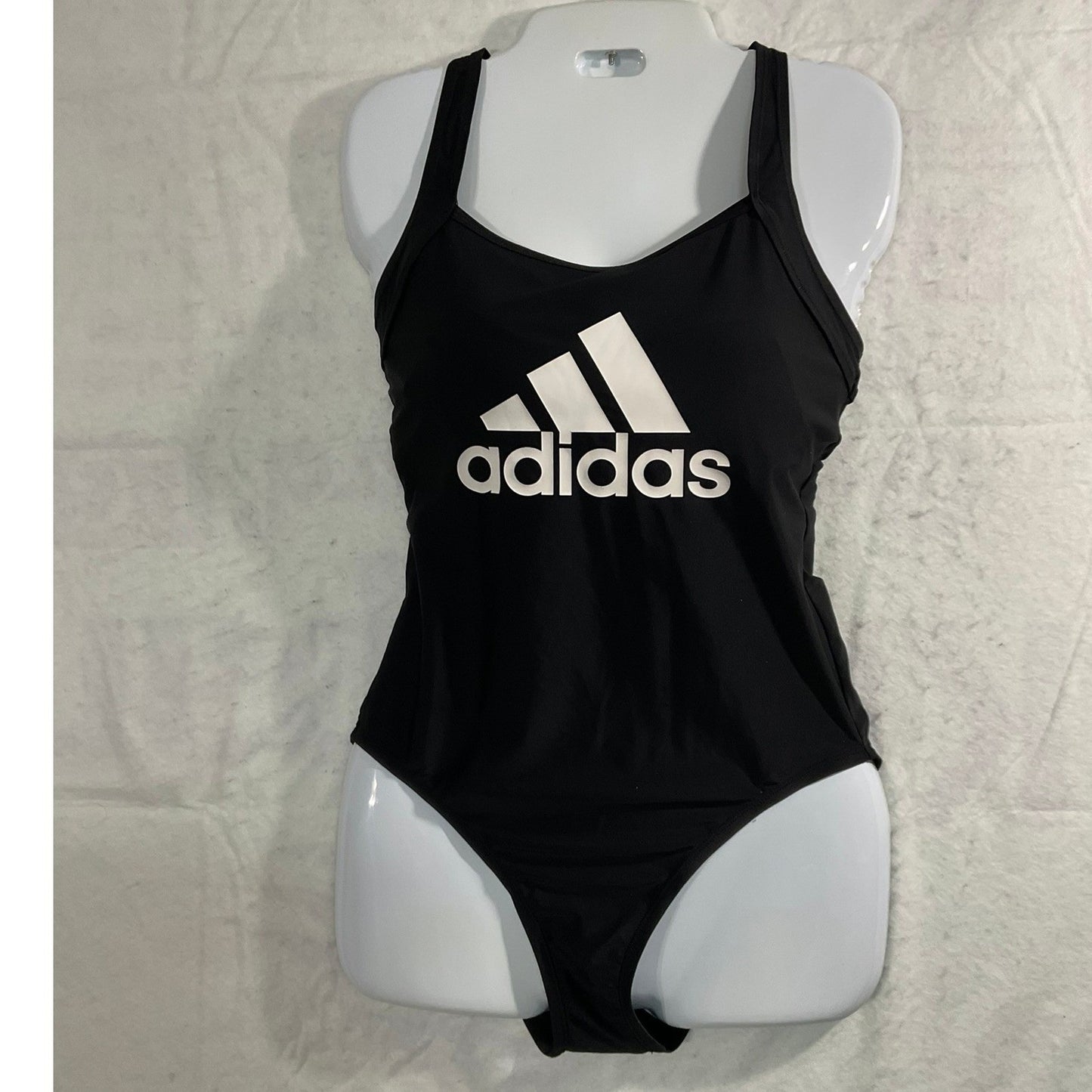 Adidas One Piece Swimsuit Women Large Black Logo Crisscross Back Swimwear