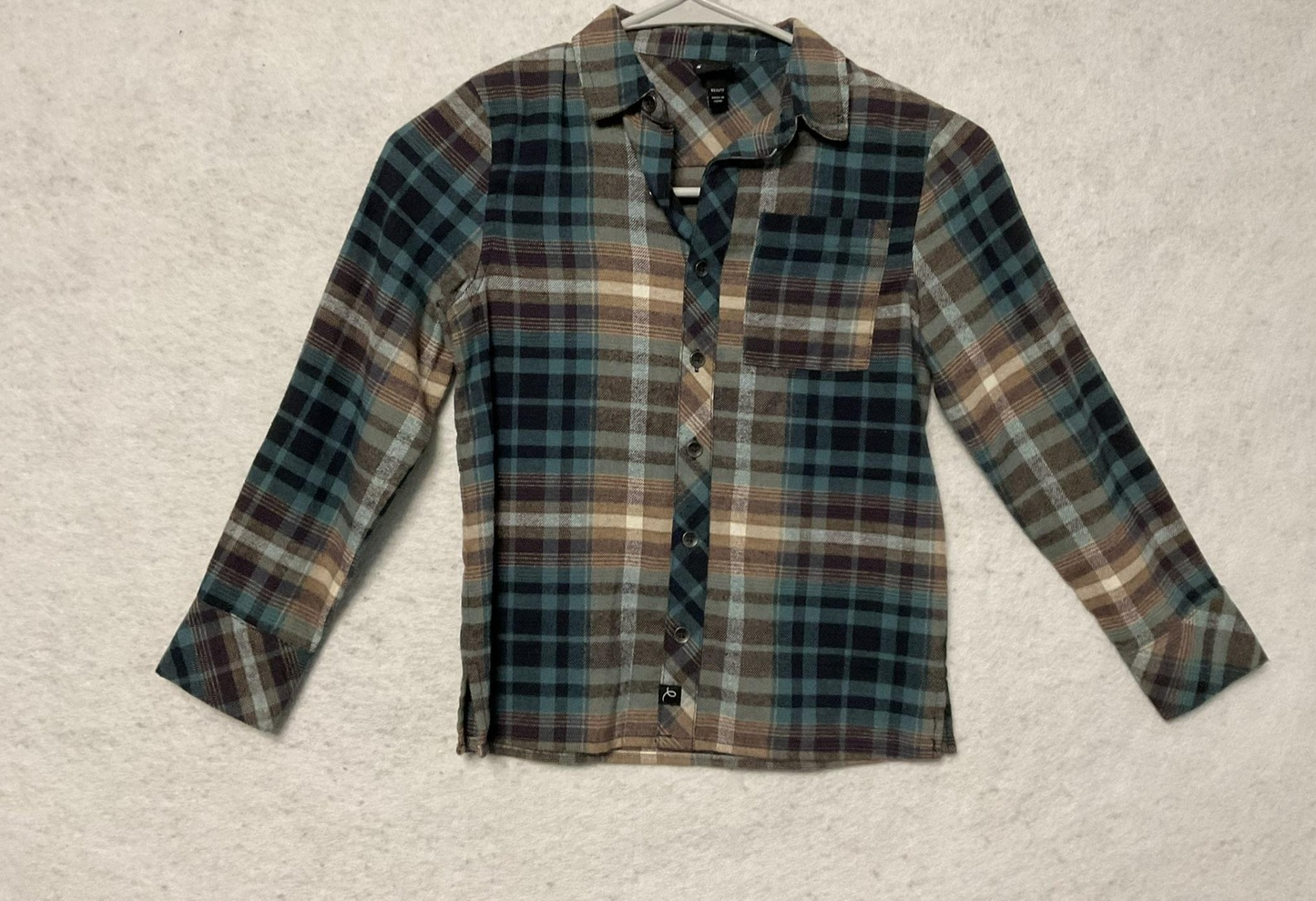 Art Class Shirt Girls XS 4/5 Blue Brown Plaid Flannel Button Front Long Sleeve