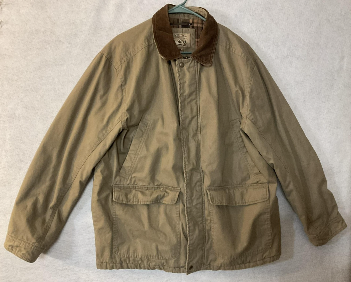 Pacific Trail Mens XL Beige Canvas Lined Barn Field Coat Parka Pockets Retro