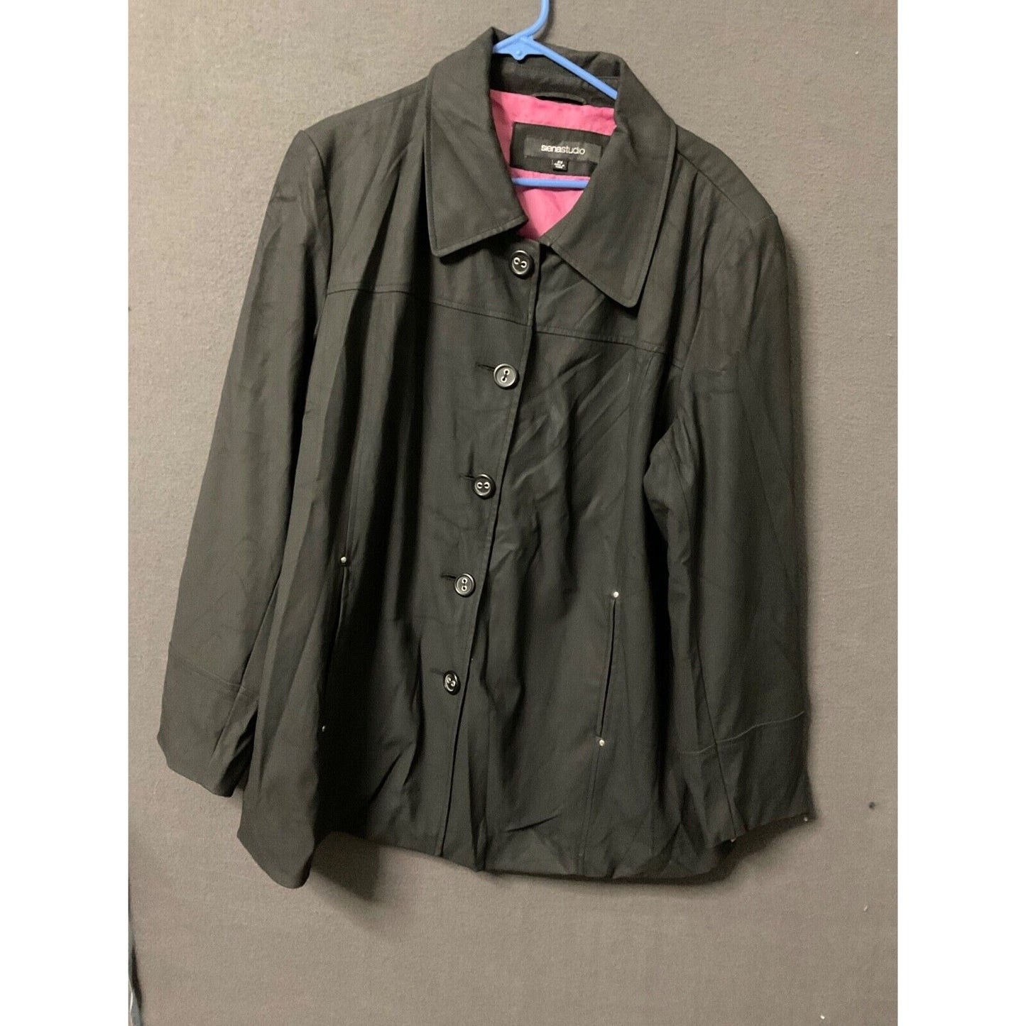 Siena Studio 2X Black Jacket Pink Lining Plus Size Coat Women's Business Casual