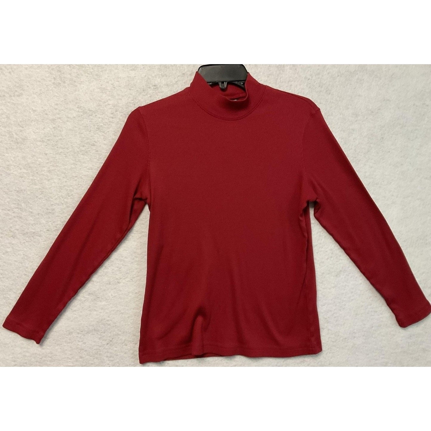 Southern Lady Shirt Womens Medium Red Mock Neck Ribbed Long Sleeve Pullover