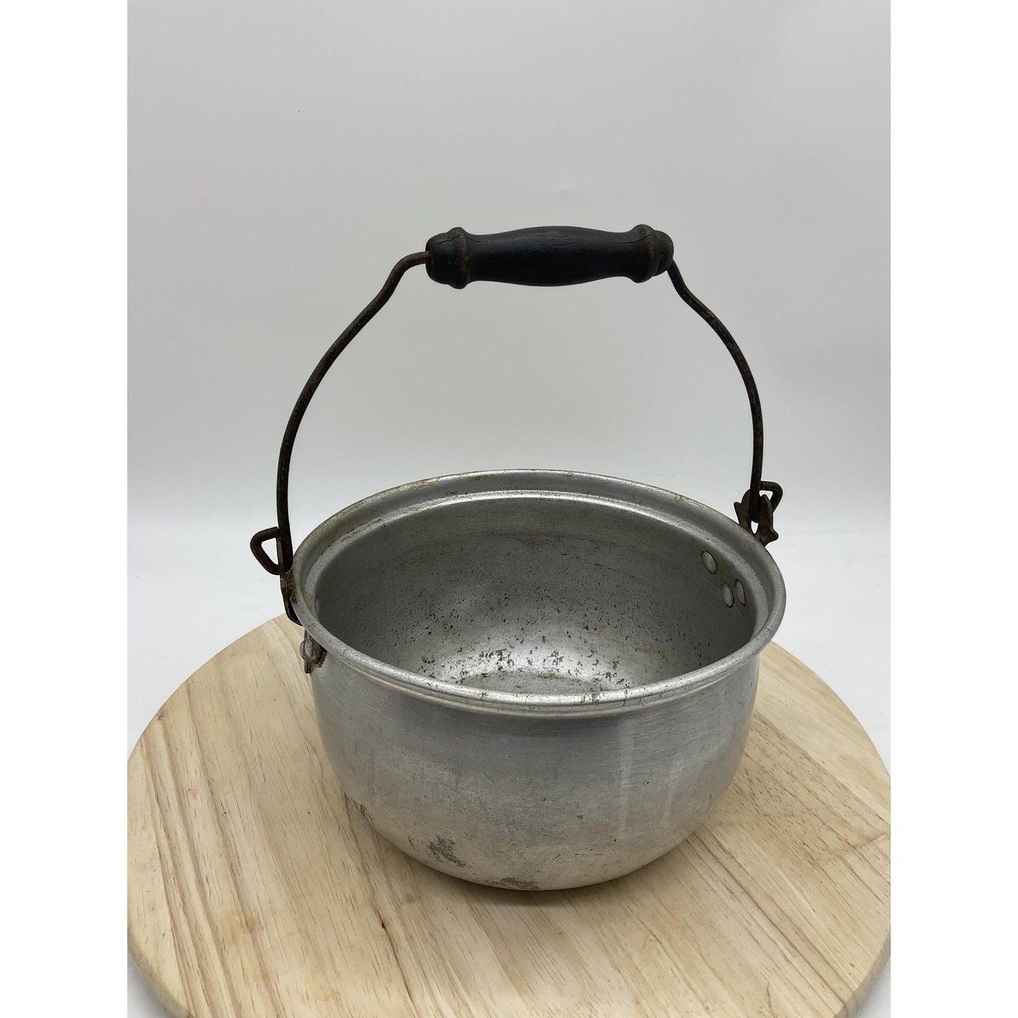 Vintage Aluminum Campfire Pot Kettle Bail Handle Rustic Primitive Cookware