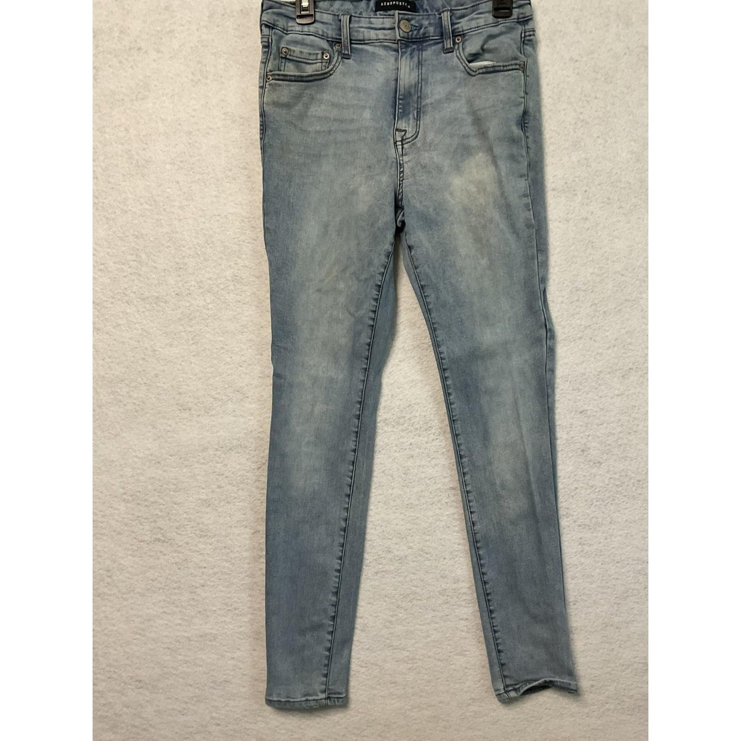 Aeropostale Jeans Womens Medium Light Wash High Rise Jegging Skinny Stretch Long