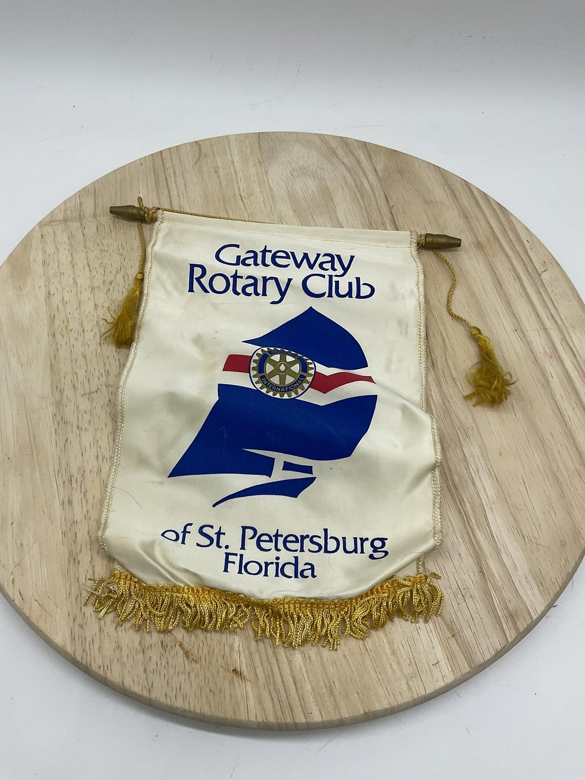 Gateway Rotary Club St Petersburg Florida Hanging Banner Pennant Gold Fringe