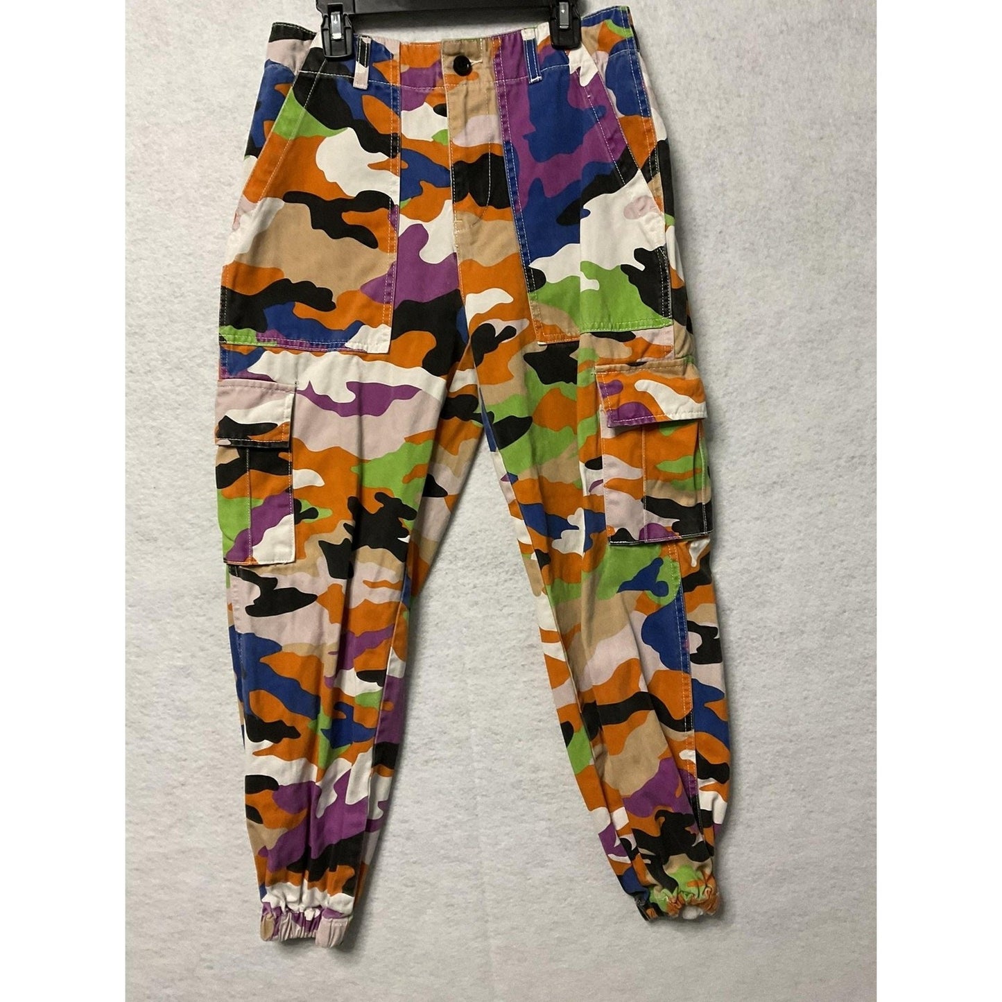 Forever 21 Cargo Pants Womens Small Multicolor Camo Jogger Pockets Streetwear