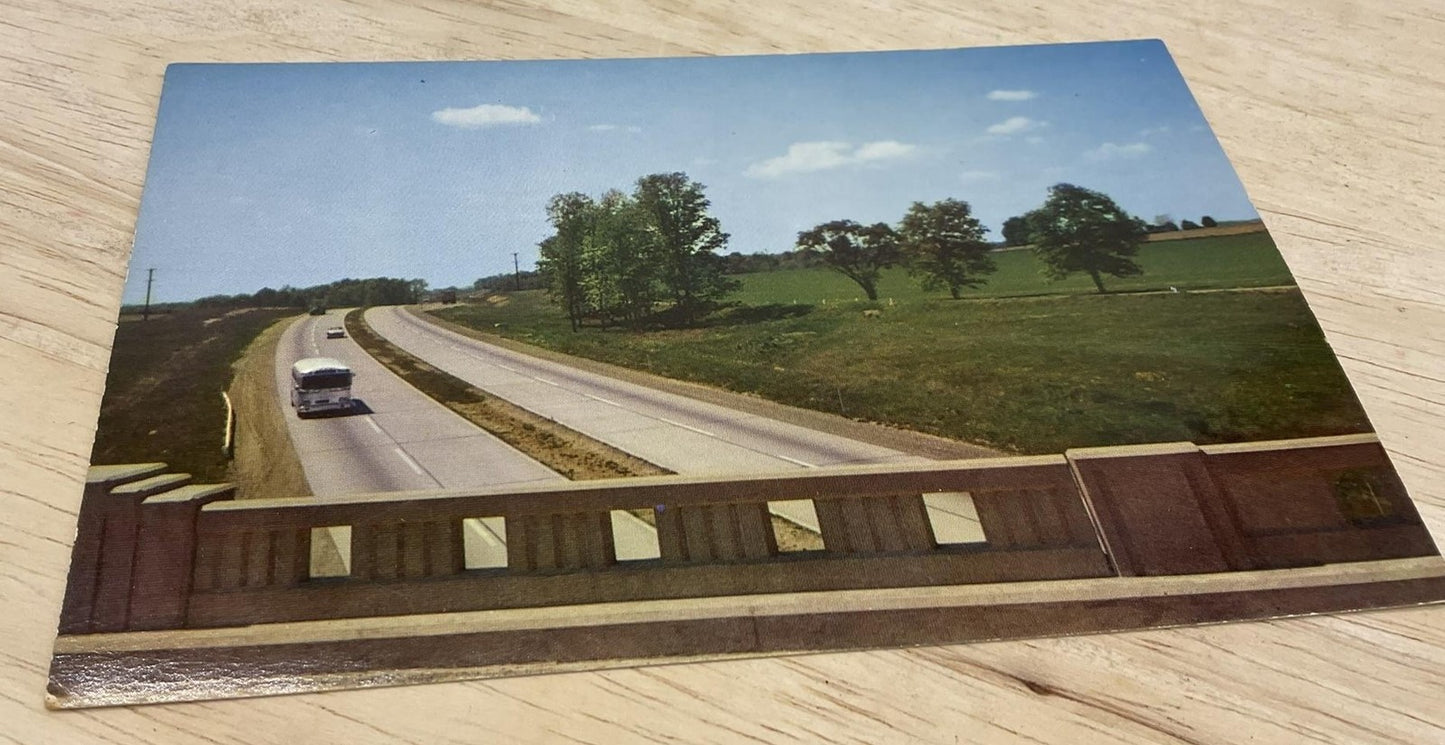 Vintage Pennsylvania Turnpike Downingtown PA Photochrome Postcard 5.5x3.5 In