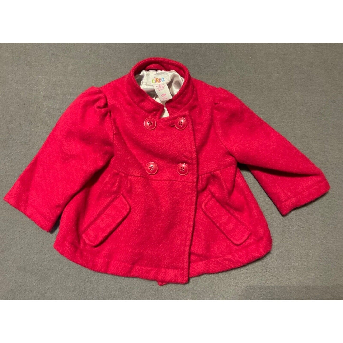 Circo Red Double Breasted Pea Coat Toddlers 12 Months Front Pockets Winter Wear