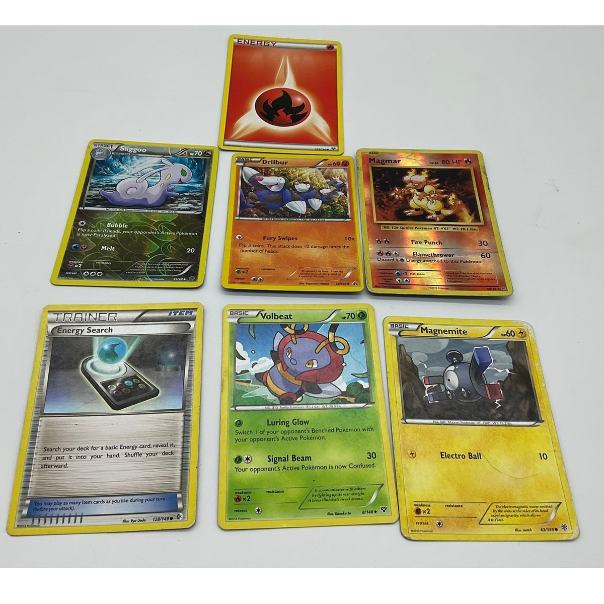 Pokemon TCG Card Lot 7pc Holo Reverse Holo Magmar Sliggoo Volbeat Magnemite