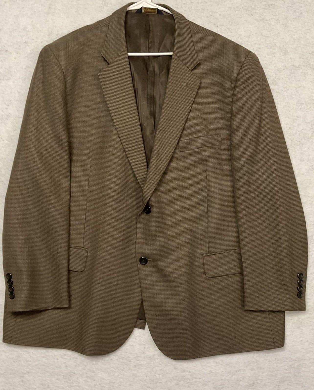 Joseph & Feiss Gold Suit Jacket Men 50 Brown Wool Check Polyester Lined