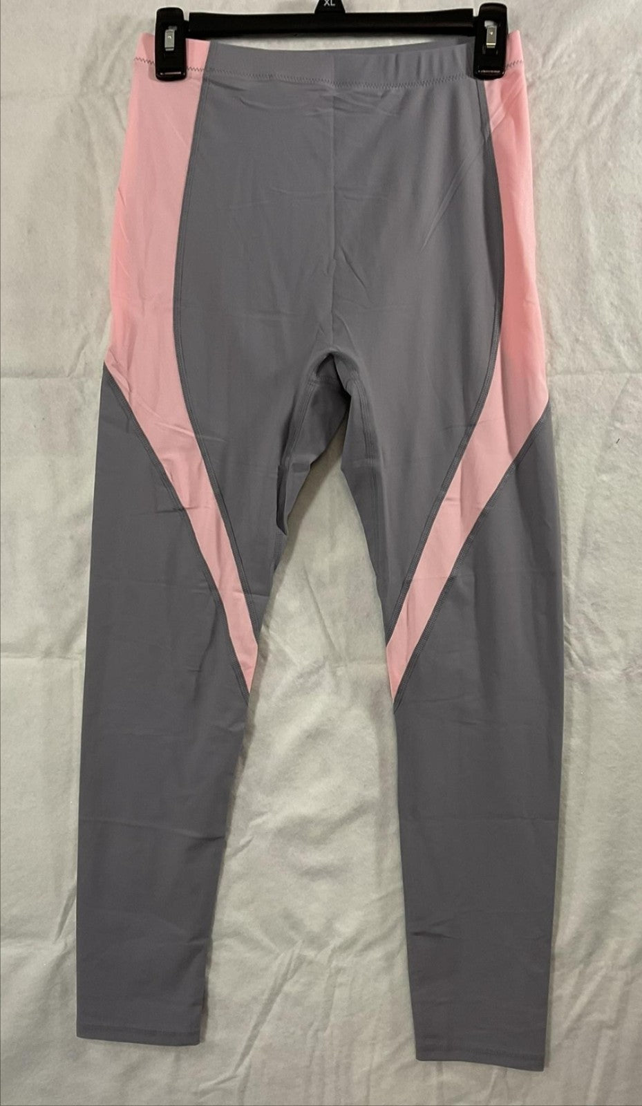 Leggings Womens M Gray Pink Colorblock Ankle Stretch Yoga Activewear Pants