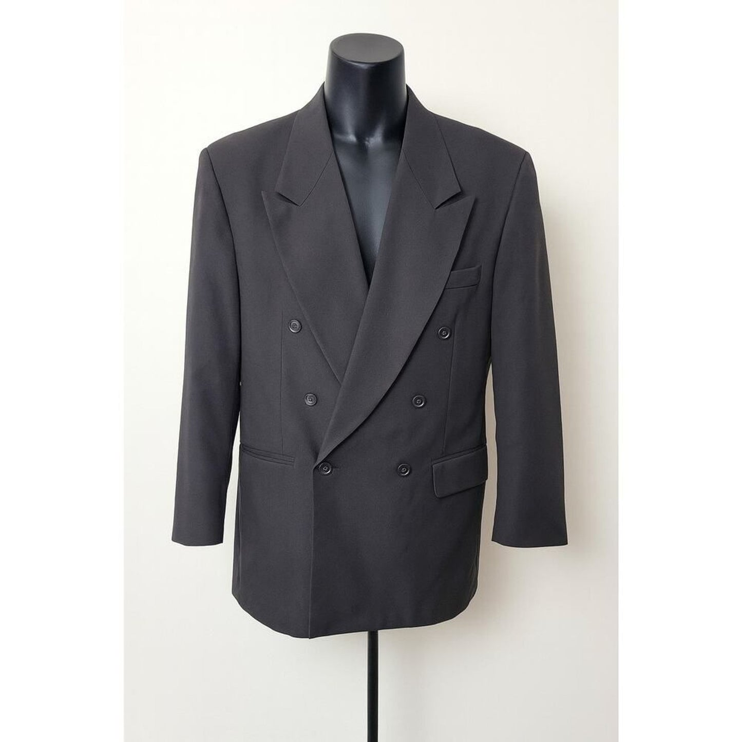 Julian Loren Men’s 44R Double Breasted Black Suit Jacket Blazer Classic Formal