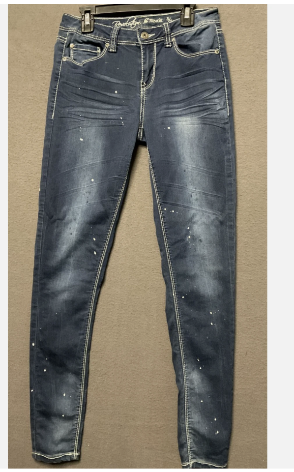 Revolution & Revolt Jeans Womens 3/4 Skinny Distressed Paint Splatter Juniors