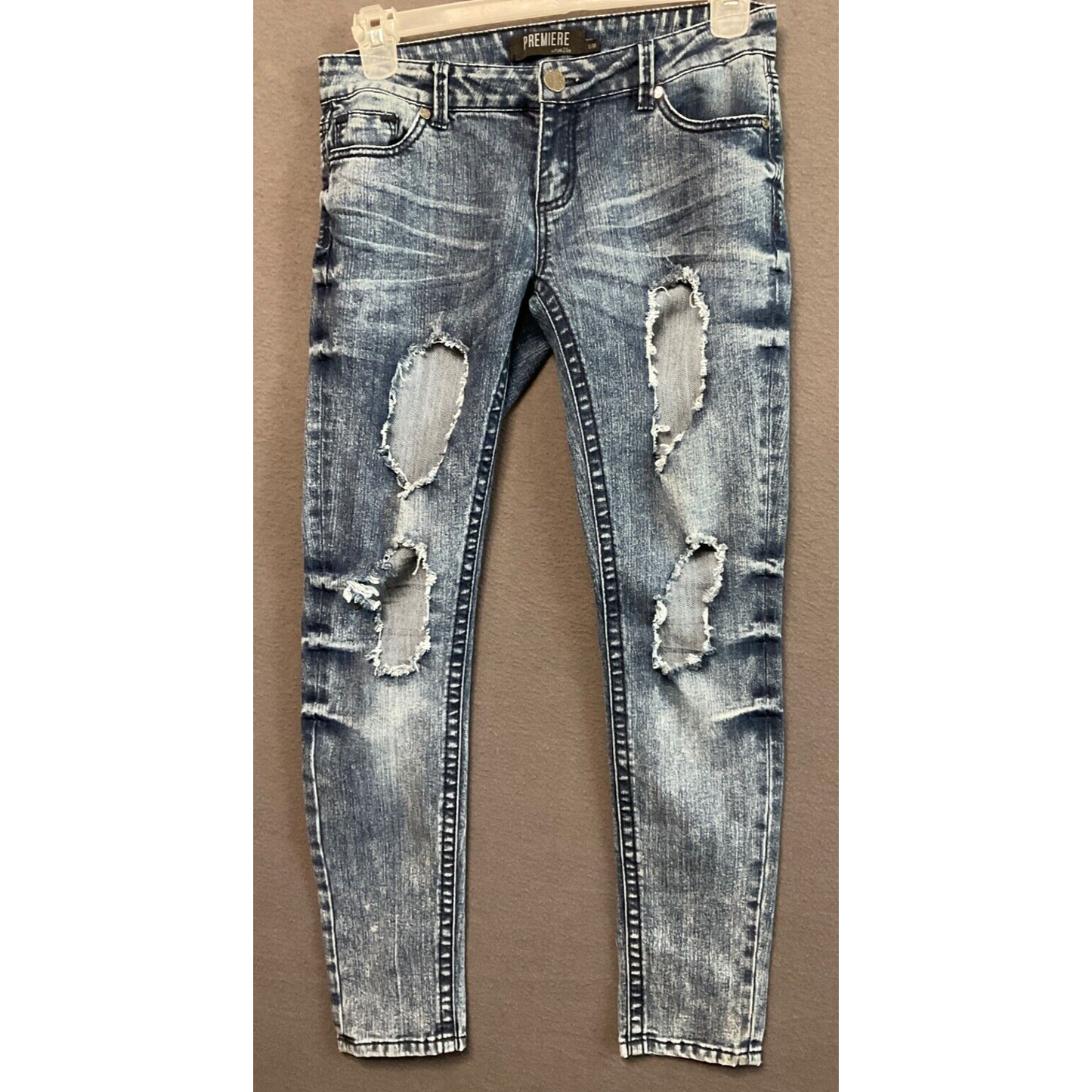 Premiere Rue 21 Blue Skinny Jeans 5/6R Distressed Ripped Curvy Fit