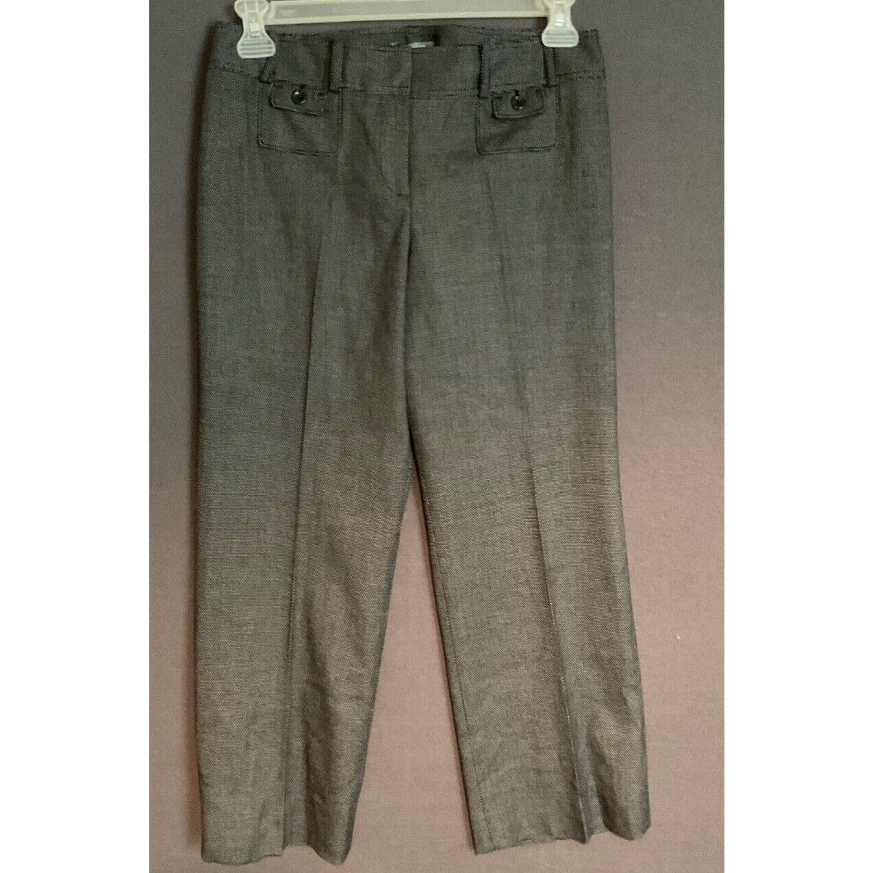 Ann Taylor Petites Lindsay Trousers Size 8P Gray Herringbone Dress Pants