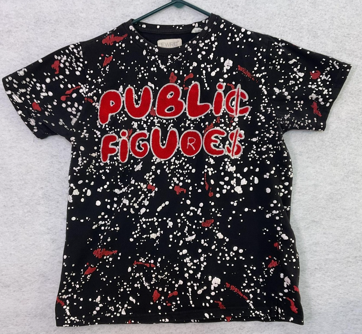 FWRD Denim Shirt Mens S Black Crew Neck Short Sleeve Public Figure$ Graphic