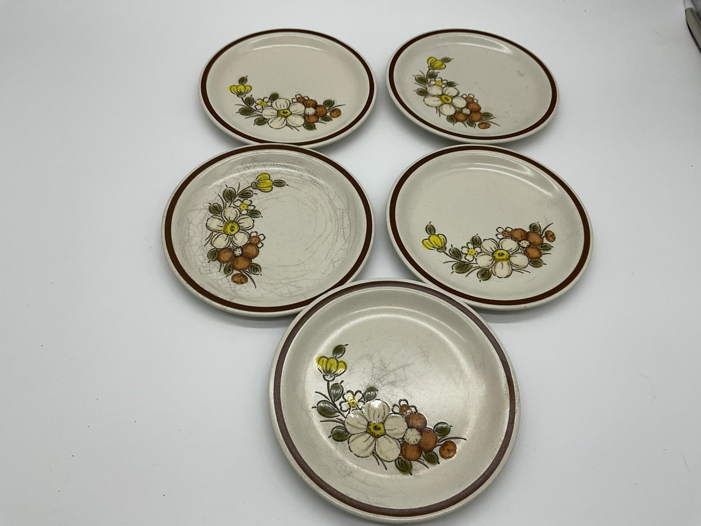 Vintage Woodhaven Collection Sunnybrook Bread Plates Set Of 5 Floral Stoneware