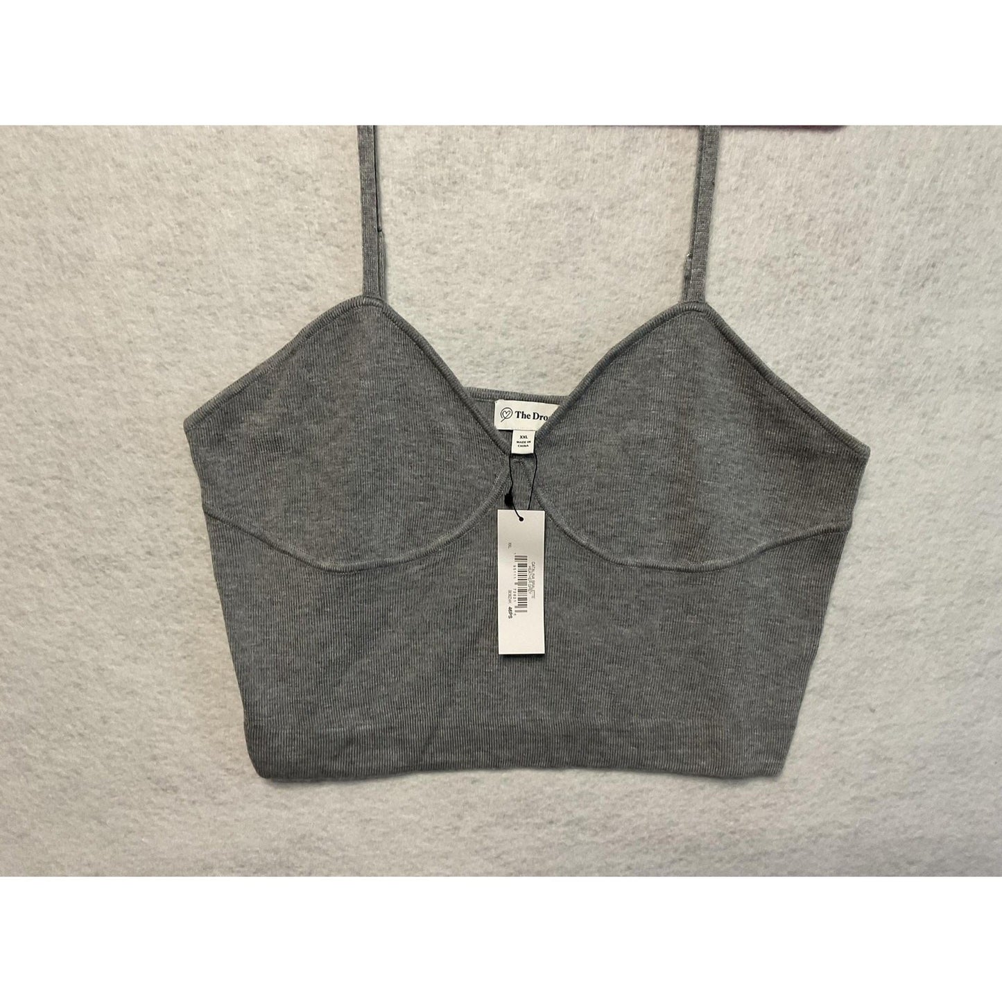 The Drop Catalina Bralette Women 2XL Heather Grey Adjustable Strap Knit Crop Top