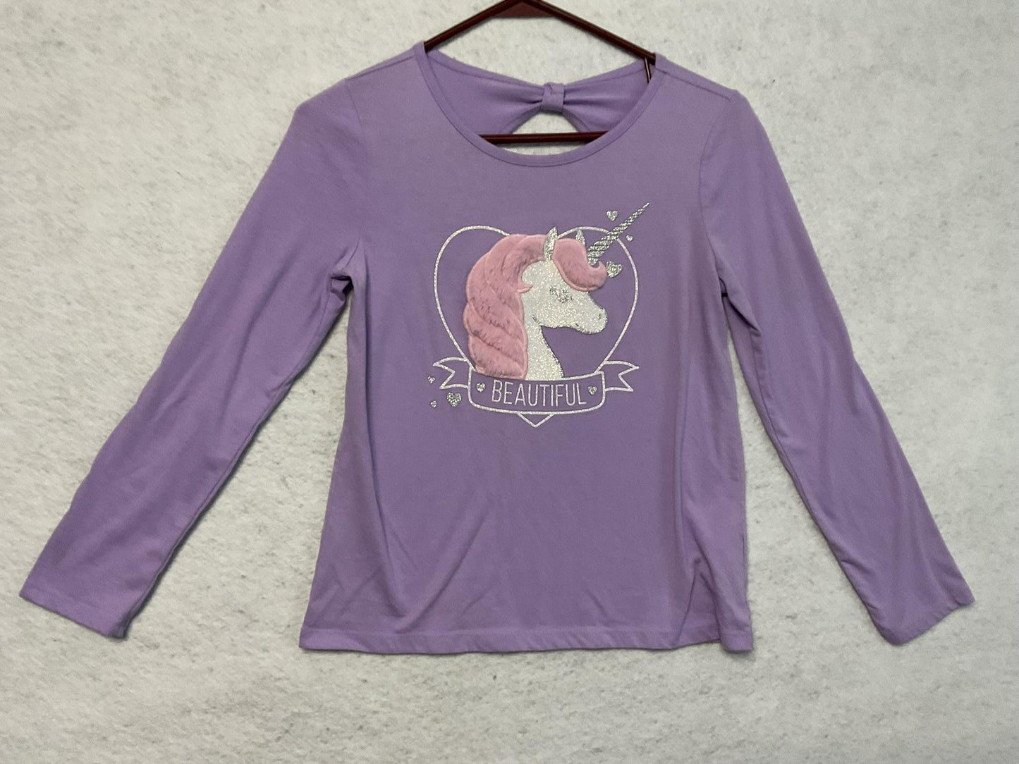 The Children's Place Shirt Girls 10-12 Purple Unicorn Graphic Long Sleeve
