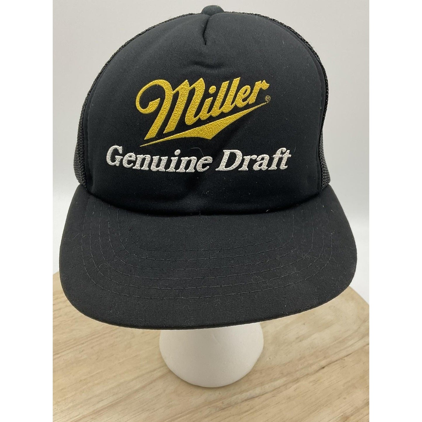 Vtg Miller Genuine Draft Hat Beer Cap Rope Mesh Snapback Logo Trucker Baseball