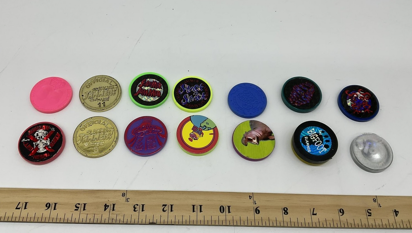 Vintage 90s Pog Slammer Lot 14 Mixed Official Jammers Game Pieces Toys