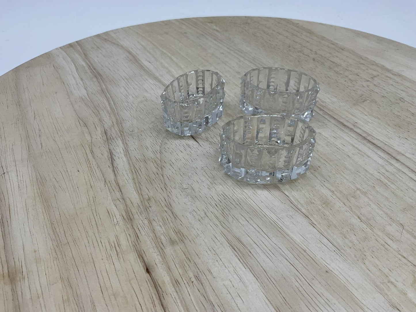 Vintage Clear Pressed Glass Small Butter Pat Dishes Set Of 3 Oval Unmarked