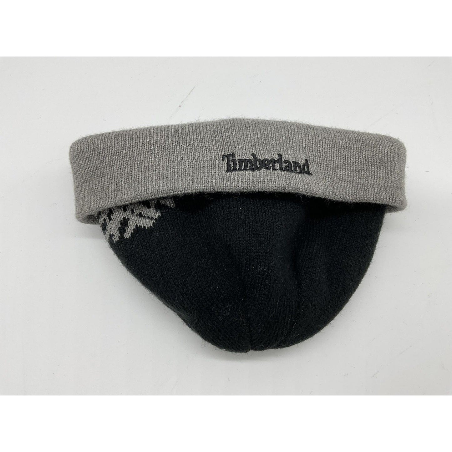 Timberland Hat Cap Fitted Youth Gray Black Reversible Winter Knit Beanie