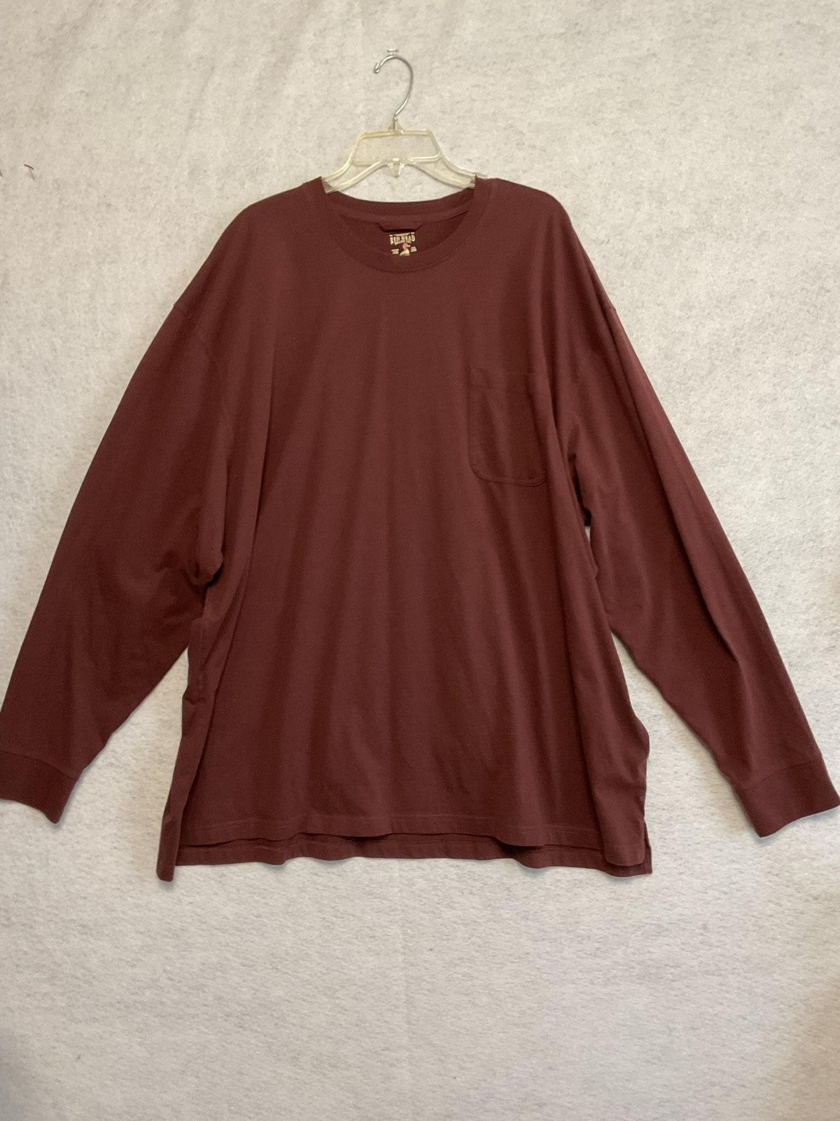 RedHead Shirt Mens 4XL Red Long Sleeve Pocket Crewneck Big & Tall Tagless