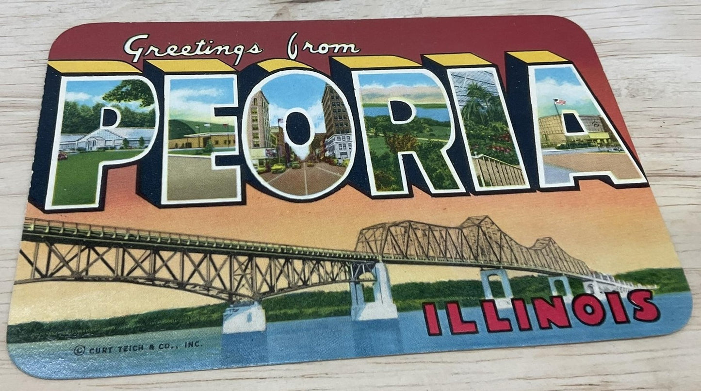 Vintage Peoria Illinois Curt Teich Linen Postcard Divided Back 5.5x3.5 In