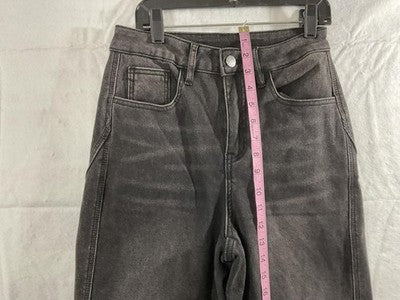 Hello Jeans Womens XS Charcoal Wide Leg High Rise Fleece Lined Thermal Denim