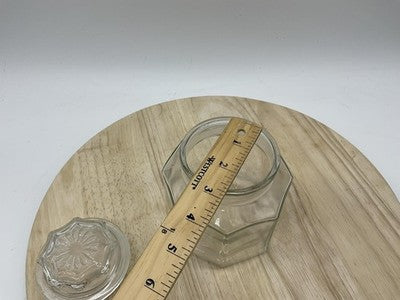 Clear Glass Kitchen Canister Jar With Lid Hexagon Faceted Storage Container