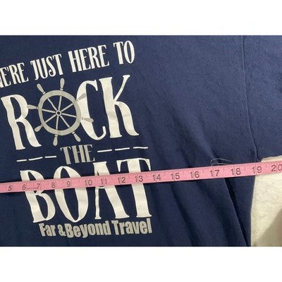 T-Shirt Unisex Large Navy Blue Rock The Boat Nautical Graphic Tee