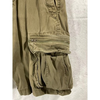 Cargo Shorts Mens 32 Olive Green Multi Pocket Zipper Accent Utility Outdoor