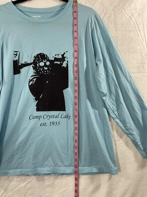 Lands' End Shirt Womens 1X Blue Jason Voorhees Camp Crystal Lake Long Sleeve
