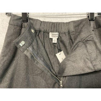 bhampton The Drop Pants Womens Medium Gray Wide Leg Button Detail Pockets Career