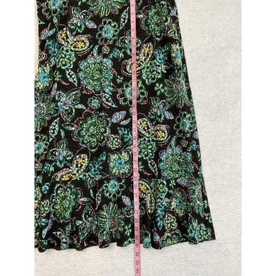 VTG Choices Skirt Women Petite XL Multicolor Floral Long Knit Ruffle Hem Pull On