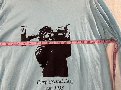 Lands' End Shirt Womens 1X Blue Jason Voorhees Camp Crystal Lake Long Sleeve