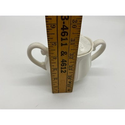 Vintage Sugar Bowl Unisex OS White Scalloped Ceramic Lidded Tea Service