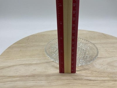 Pressed Glass Round Dish Clear Starburst Diamond Pattern Plate Small Coaster