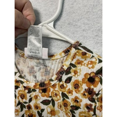 Little Lass Dress Girls Size 6 Yellow Floral Short Sleeve Casual Spring Summer