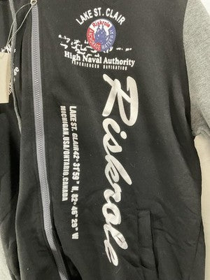 Riskrole Tracksuit Mens XL Black Gray Fleece Hoodie Joggers Nautical 2 Piece Set