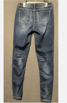 Revolution & Revolt Jeans Womens 3/4 Skinny Distressed Paint Splatter Juniors