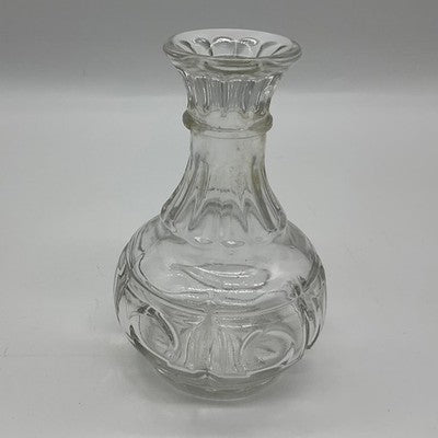 Vintage Glass Bud Vase 6"x3" Clear Ribbed Pressed Vintage Decor