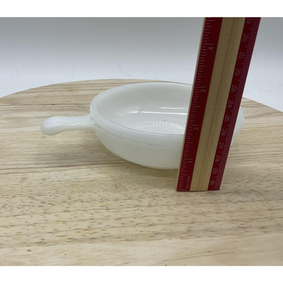 Fire-King Skillet Bowl White Milk Glass 20 oz Handle 6.5" Vintage USA Pyrex