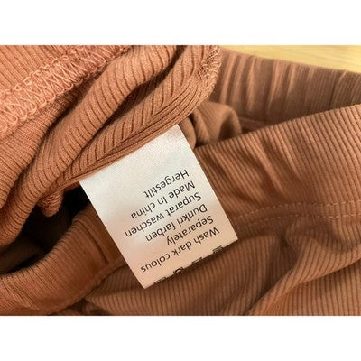 MANBEIYA Wide Leg Pants Womens XL Terracotta Brown Excellent Ribbed Drawstring